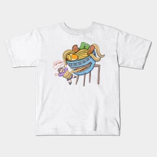 Cartoon Ramen Noodle Monster Kids T-Shirt